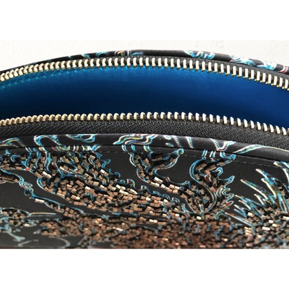 Shanghai Tang Beaded Silk Half Moon Clutch Purse